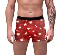WILLBEST Valentines Mens Boxers Shorts Underwear Love Heart Print Funny Man Gift Men Cotton Trunks Boxer Briefs Valentine's Day Gifts for Him Husband Boyfriend Father