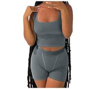 WILLBEST women 2 piece lounge sets greece outfits for women cotton jersey lounge set cami shirts womens tops brown two piece set sweatsuits sets workout fitness tank top 2025 summer black