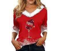 WILLBEST Women Merry Christmas Sweatshirt Cute Jumpers Fall pjs for Work officce Tops Orange Turtleneck Cute elk Graphic Tops for Women Snowflake Reindeer Matching Christmas Jumpers Lapel Collared