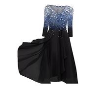 WILLBEST Womens Linen Dress Cocktail Party Rib-Knit Black Dresses for Women Funeral Plus Size Dresses Sheath Dress for Women Tiered Pleat Front Prom Black Flare Shirts