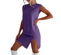 WILLBEST Womens Summer Skort Lounge Sets Two Pieces Cotton Tank Top with Lined Split Athletic Skirt Set Athletic Casual Going Out Travel Outfits