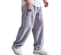 WILLBEST Work Trousers for Men UK Casual Vintage Solid Color Embroidered Textured Drawstring Baggy Loose Causal Trousers Lounge Pants with Pockets