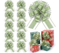 WILLBOND 10 Pcs Large Christmas Pull Bows Gift Wrapping 6 Inch Pull Bows for Christmas Party Birthday Wedding Baskets Xmas for Gift Wrapping Decorations(Bean Green)