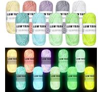 WILLBOND 10 Rolls Glow in The Dark Yarn Luminous Crochet Yarn for Crocheting DIY Knitting Glow Fingering Sewing Supplies for Arts Crafts Sewing Party Supplies, 54.7 yd Per Roll (Fresh Colors)