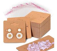 WILLBOND 100 Pieces Earring Card Holder Jewelry Display Cards, 200 Pieces Earring Backs and 100 Pieces Self-Sealing Bags Cellophane Bags for Earrings Necklace Jewelry Display