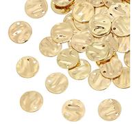 WILLBOND 100 Pieces Gold Coin Charms for Jewelry Making, 13mm Gold Stamping Blanks Round Flat Coins Charms for Disc Earring Necklace Bracelet DIY Craft Supplies