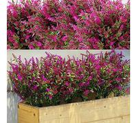 WILLBOND 12 Bundles Artificial Lavender UV Resistant Plants Outdoor Faux Flowers Shrubs for Floral Arrangement, Table Centerpiece, Home Garden Decor (Fuchsia)