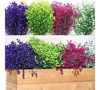 WILLBOND 12 Bundles Spring Artificial Flowers Outdoor Artificial Plant Decor UV Resistant Fake Plastic Flowers Faux Shrubs for Home Garden Porch Hanging Planters Outdoor Summer Decoration(Mix Color)