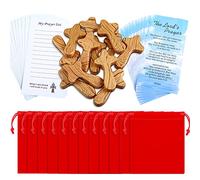 WILLBOND 12 Set Small Wooden Holding Crosses 4 Inches Easter Pocket Wall Crosses Hand Held with Red Velvet Pocket and Certificates Jesus Cross Gift for Prayer Men Religious Christian Church Gift