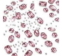WILLBOND 156 Pcs Sew on Rhinestones Claw Setting Gems, Light Pink | Crystal Rhinestones, Metal Prong Setting Rhinestones, Acrylic Glass Sewing Gems, for Clothes DIY Craft Shoes Dress Jewelry
