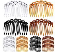 WILLBOND 16 Pieces Women Hair Comb Accessories French Hair Side Combs Plastic Twist Decorative Comb Clips for Women Bridal Wedding Veil Teeth(Black, Transparent, Light Coffee, Dark Coffee)