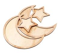 WILLBOND 2 Sets Ramadan Wood Tray Moon Wooden Star Tableware Eid Mubarak Party Serving Tableware for Breakfast Dinner Dessert Pastry Display Holder Decoration Ornament