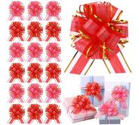 WILLBOND 20 Pieces 6 Inch Pull Bows Gift Wrapping Ribbon Pull Bows for Christmas Wedding Baskets Valentine Multicolor Wrap Accessory for Gift Present Holiday Decor (Red, Pink)