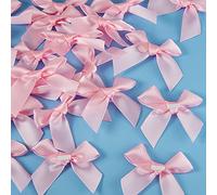 WILLBOND 24 Pcs Pink Gift Wrap Bows 2 Inch Mini Satin Ribbon Bows Self Adhesive Bow Small Elegant Bow for Gift Wrapping DIY Crafts Wedding Birthday Baby Shower Valentine's Day Christmas