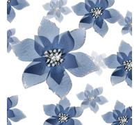 WILLBOND 24 Pieces 3 Size Christmas Glitter Poinsettia Flowers Wedding Faux Flowers Christmas Decoration Ornaments For Christmas tree New Year Home Outdoor Decoration (Gray blue,3.2/4/6 Inches)