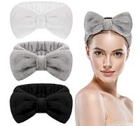 WILLBOND 3 Pieces Bowknot Hair Bands Makeup Headbands Bow Hair Wrap Towel Coral Fleece Cosmetic Hairband Sports Bath Shower Hairbands for Women Girls
