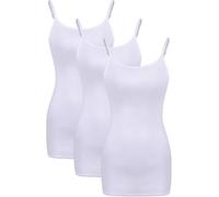 WILLBOND 3 Pieces Women's Basic Long Tanks Adjustable Spaghetti Strap Camisole Top, White, XXL