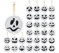WILLBOND 30 Pcs Christmas Horrible Night Diamond Art Keychain Ornaments DIY Double Sided Christmas Diamond Painting Keychain Kits for Adults Key Ring Art Pendant Xmas Tree Decor