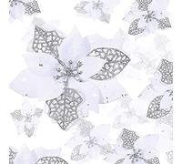 WILLBOND 36 Pieces Christmas Glitter Poinsettia Faux Flowers Christmas Flowers Decorations Wedding Xmas Tree New Year Ornaments (White)