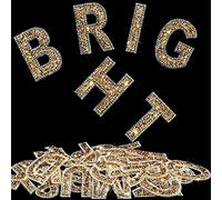 WILLBOND 37 Pieces Rhinestone Letter Stickers Large Glitter Alphabet Crystal Number Self Adhesive Bling Stickers Iron on Letters for Art Crafts Clothing DIY Decors(Gold, White,2.56 Inch)