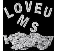 WILLBOND 37 Pieces Rhinestone Letter Stickers Large Glitter Alphabet Crystal Number Self Adhesive Bling Stickers Iron on Letters for Art Crafts Clothing DIY Decors(White,2.56 Inch)