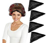 WILLBOND 4 Pcs Cotton Triangle Hair Net for Rollers, Women Mesh Hair Net Setting for Sleeping, 35 x 35 x 57 Inches, Black