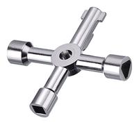 WILLBOND 4 Way Sillcock Water Utility Key for Electric Meter Box, Silver | Universal Cross Key for Cabinet Cupboard, Electric Panels, Radiator Bleed, Water Meter Valves, Triangle Train Key