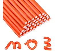 WILLBOND 45 Flexi Rods, No Heat Hair Rollers, Soft Foam & Rubber, Orange, 1 cm Diameter, Curling Rods for Women & Girls, Long, Medium, Short Hair