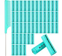 WILLBOND 48 Plastic Perming Rods & Curlers - Cold Wave Hair Rollers with Steel Comb for Hairdressing (Green, 0.98 Inch/ 2.5 cm)
