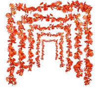 WILLBOND 5 Pack Fall Artificial Maple Leaf Garland 7.5 Ft/piece | Thanksgiving Hanging Autumnt Plant Decoration for Home Garden Doorway Fireplace Wedding Party Decoration