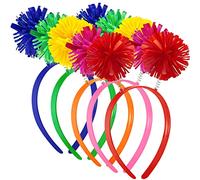 WILLBOND 5 Pieces Pom Pom Headband Head Bopper Headband for Women Adults Accessory Cosplay Supplies Team Spirit Accessories(Mixed Color)