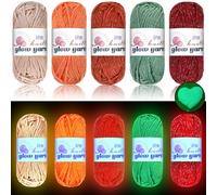 WILLBOND 5 Rolls Glow in The Dark Magic Yarn Luminous Neon Crochet Yarn for Crocheting DIY Knitting Glow Fingering Sewing Supplies for Crafts Sewing Party 54.7 yd Per Roll (Multiple Colors)