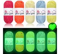 WILLBOND 5 Rolls Glow in The Dark Yarn Luminous Crochet Yarn for Crocheting DIY Knitting Glow Fingering Sewing Supplies for Arts Crafts Sewing Party Supplies, 54.7 yd Per Roll (Macaron Colors)