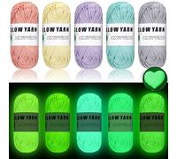 WILLBOND 5 Rolls Glow in The Dark Yarn Luminous Crochet Yarn for Crocheting DIY Knitting Glow Fingering Sewing Supplies for Arts Crafts Sewing Party Supplies, 54.7 yd Per Roll (Vivid Colors)