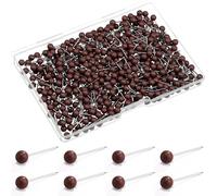 WILLBOND 500 Pack Map Push Pins Map Tacks Small Round Head Push Pins Thumb Tacks for Travel Picture Photo Bulletin Board Wall DIY Craft School Office Home(Brown,1/6 Inch)