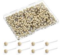WILLBOND 500 Pack Map Push Pins Map Tacks Small Round Head Push Pins Thumb Tacks for Travel Picture Photo Bulletin Board Wall DIY Craft School Office Home(Beige,1/6 Inch)