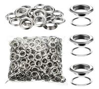 WILLBOND 500 Pieces Grommet and Washer Grommet Kit Finish Eyelet for Clothes Fabric Leather Tag Bag (1/2 Inch,Silver)