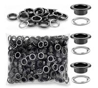WILLBOND 500 Pieces Grommet and Washer Grommet Kit Finish Eyelet for Clothes Fabric Leather Tag Bag(1/4 Inch,Gunmetal Black)