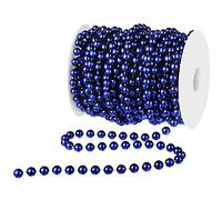 WILLBOND 50ft Christmas Tree Beads Artificial Pearls Beads Garland Plastic Beads Roll for Christmas Tree Wedding DIY Decoration Supplies(Blue)