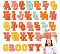 WILLBOND 52 Pcs Chenille Letter Patches A-Z, Self Adhesive Alphabet Patches 2.2/2.8 Inch for Clothes, Bags, Hats DIY, Name Craft & Personalized Valentines Wedding Gifts (Bright Colors,2.2 Inch)