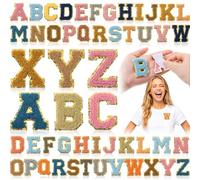 WILLBOND 52 Pcs Chenille Letter Patches A-Z, Self-Adhesive Alphabet Stickers, Embroidered Applique for Clothes, Bags, Hats, Backpacks, DIY, Name Craft, Wedding Gifts(Boho2,2.2 Inch)