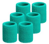 WILLBOND 6 Pack Wrist Sweatbands Paris Sports Competitions Wrist Bands Absorbent Sweatbands for International Sports Party Tennis Football Basketball Running Working(Turquoise)