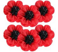 WILLBOND 6 Pcs Artificial Red Poppy Flowers Large Poppies Fake Flowers for Wicked Birthday Veterans Day Carnival Back to School Party Backdrop (20 Inches)