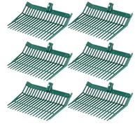 WILLBOND 6 Pcs Manure Fork Head 18 Tines Pitch Fork Head with Screws and Nuts Durable Stable ABS Plastic Fork Replacement Head Pitchforks for Gardening Horse Stall Picking up Manure Grass Hay Olive