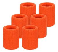 Willbond 6 Pcs Wrist Sweatbands Sports Tennis Wristbands Wrist Bands for Sweat Wrist Bands Competitions Absorbent Sweatbands for Basketball Tennis Football Running Working(Orange)