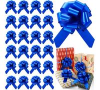 WILLBOND 60 Pieces 5 Inch Christmas Pull Bows Bulk for Wrapping Gift Large Bow with Ribbon Assorted Bows Pull String for Christmas Basket Party Present, Birthday, Wreath, Gift Basket(Royal Blue)