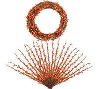 WILLBOND 64 Feet 30 Packs Ply Pip Berry Garland for Christmas Winter Indoor Outdoor Decor Head Wreaths Wedding Crowns (Orange)