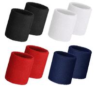 Willbond 8 Pack Wrist Sweatbands Sports Wristbands Tennis Sweatbands Neon 80s Thick Cotton Gymnastics Sweat Band International Sports Athletic Wristband for Men Women Party(Vibrant Colors)