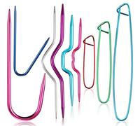 WILLBOND 9 Pieces Cable Stitch Holders, Mixed Color Aluminum Cable Needles Stitch Holders, Safety Pin Brooch Weaving Sweater Knitting Tool, Bent Tapestry Needles for Yarn Sewing Knitting