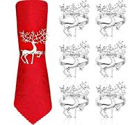 WILLBOND Christmas Deer Napkin Ring Reindeer Napkin Buckles Alloy Stag Napkin Ring for Home Table Decoration for Christmas and Kitchen Dining Table Linen Accessories, Wedding Adornment